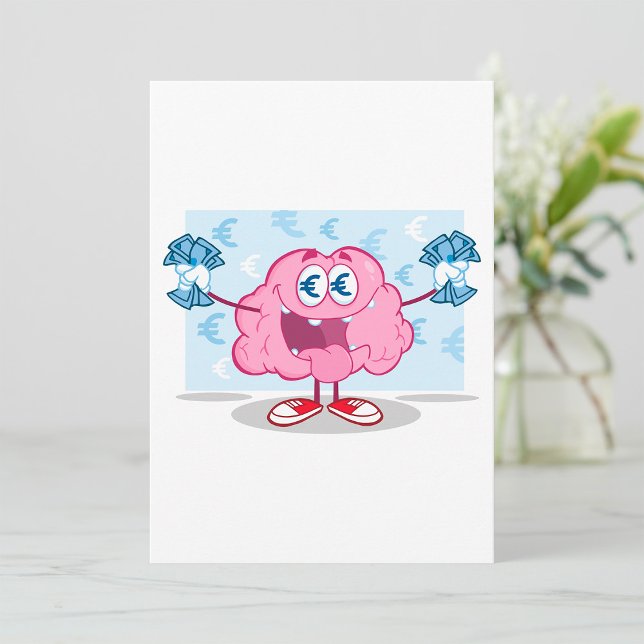 Funny Money Brain Tecknad Euro Pengarar Älskare Inbjudningar (Skapare uppladdad)