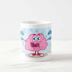 Funny Money Brain Tecknad Euro Pengarar Älskare Kaffemugg