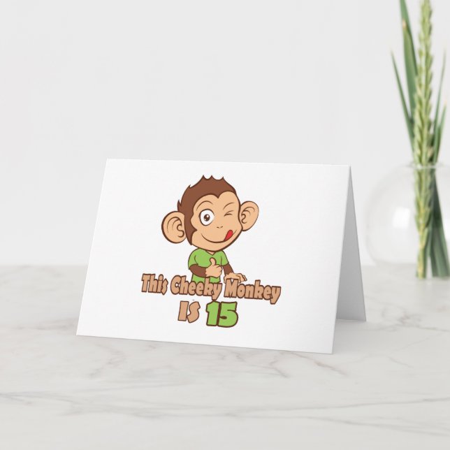 Funny Monkey 15-årig födelsedag Kort (Framsida)