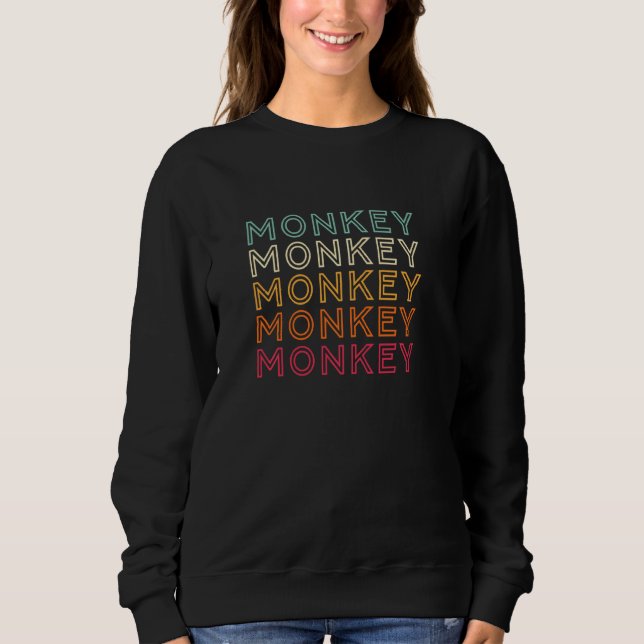 Funny Monkey Ape Gorilla Retro Monkey Pullover T Shirt (Framsida)