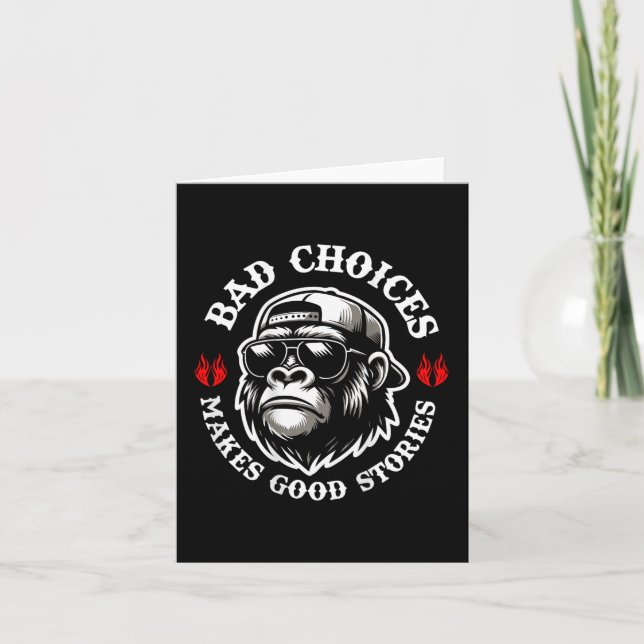 Funny Monkey Bad Choices Gör Bra-artiklar (på Bac Kort (Framsida)
