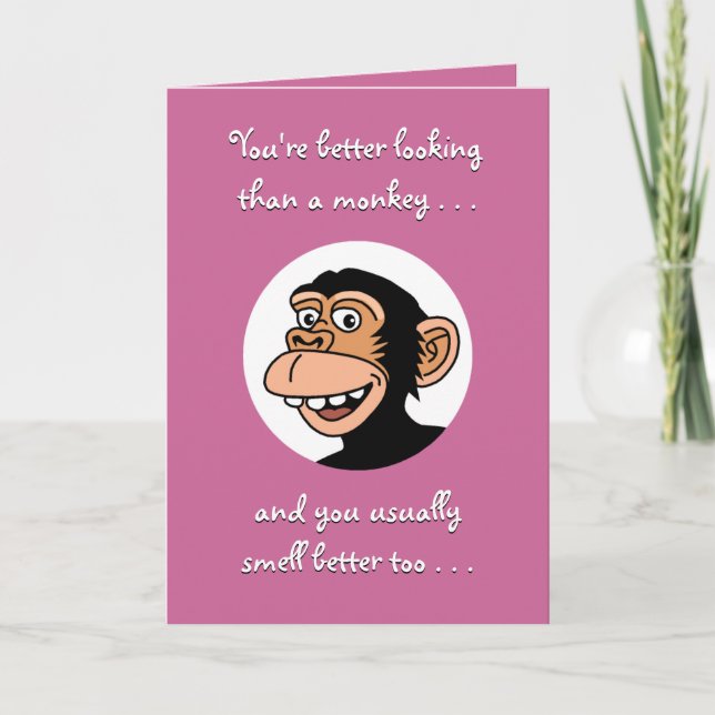 Funny Monkey Birthday Kort (Framsida)