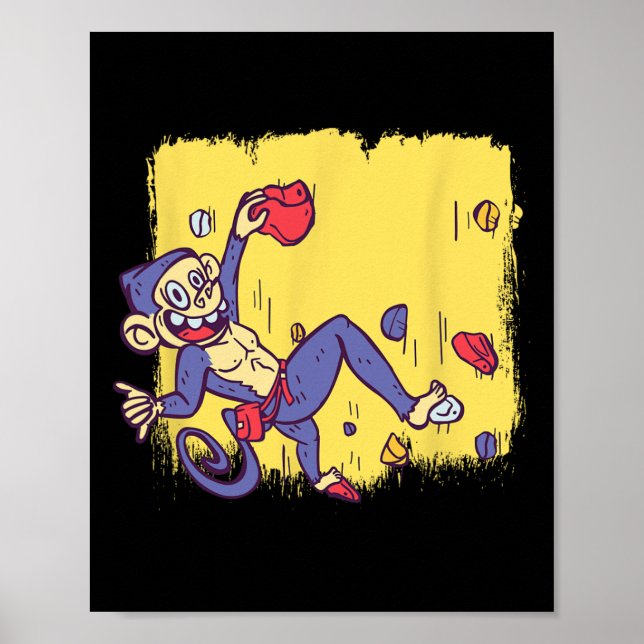 Funny Monkey Bouldering And Rock Climbing  Poster (Framsidan)