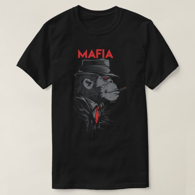 Funny Monkey  Gorilla Mafia  T Shirt (Design framsida)