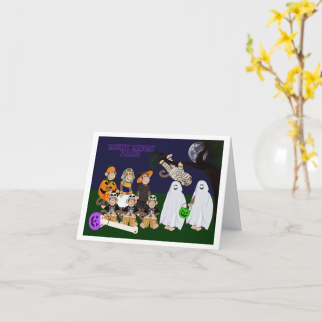 Funny Monkey Halloween Folded Greeting Card Kort (Gul blomma)