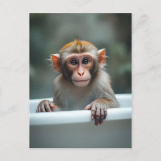 Funny monkey in bathroom vykort
