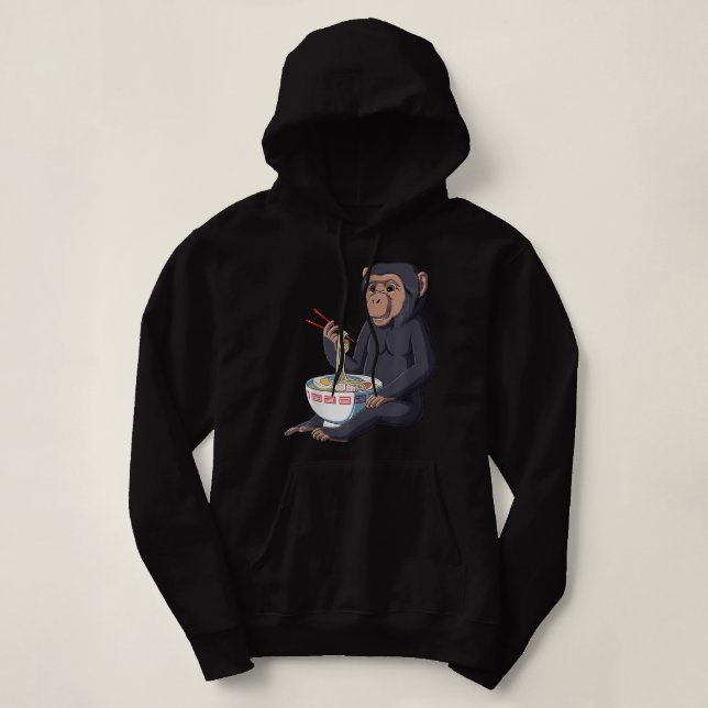 Funny Monkey Japansk Kawaii Ramen Chimpanzee T Shirt (Design framsida)