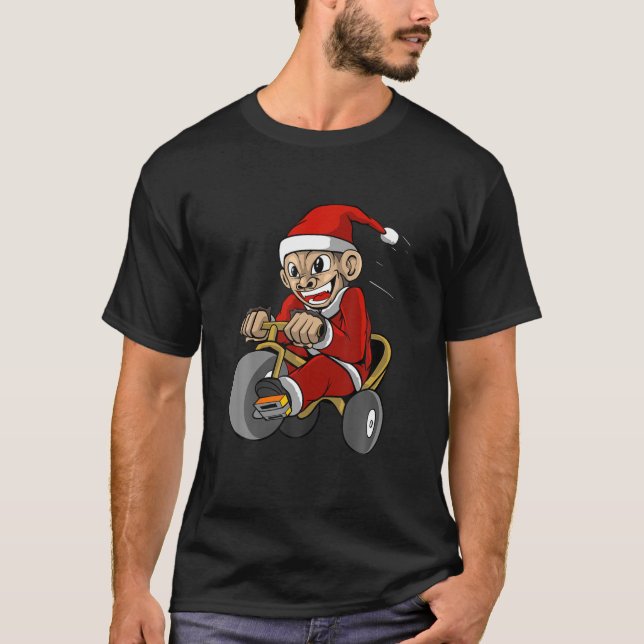 Funny Monkey jul Jultomten T Shirt (Framsida)
