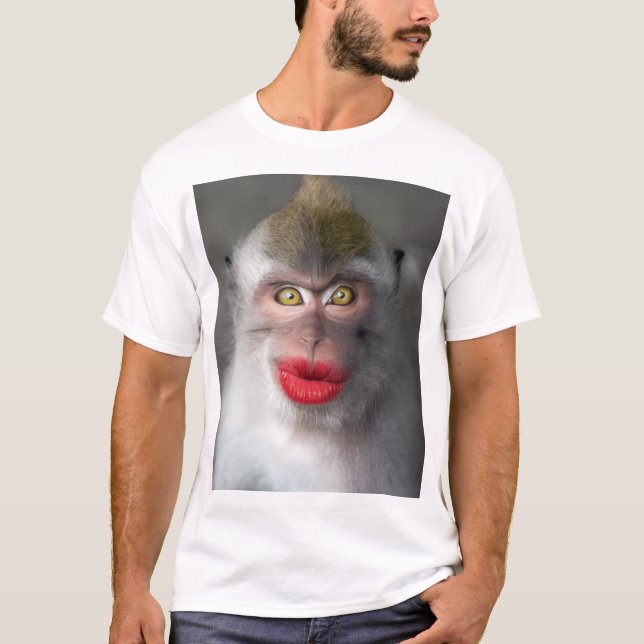 funny monkey lips t shirt (Framsida)