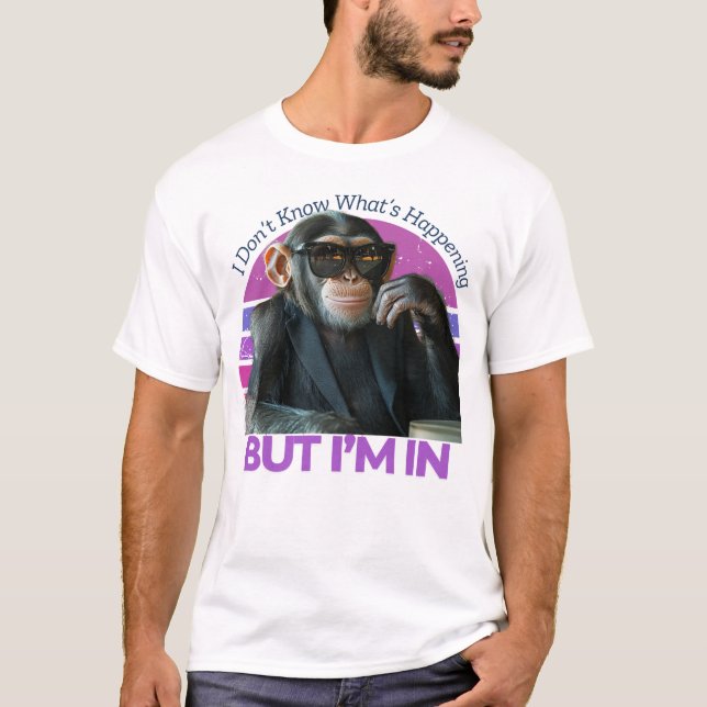 Funny Monkey Meme | Minimalistisk retro T Shirt (Framsida)