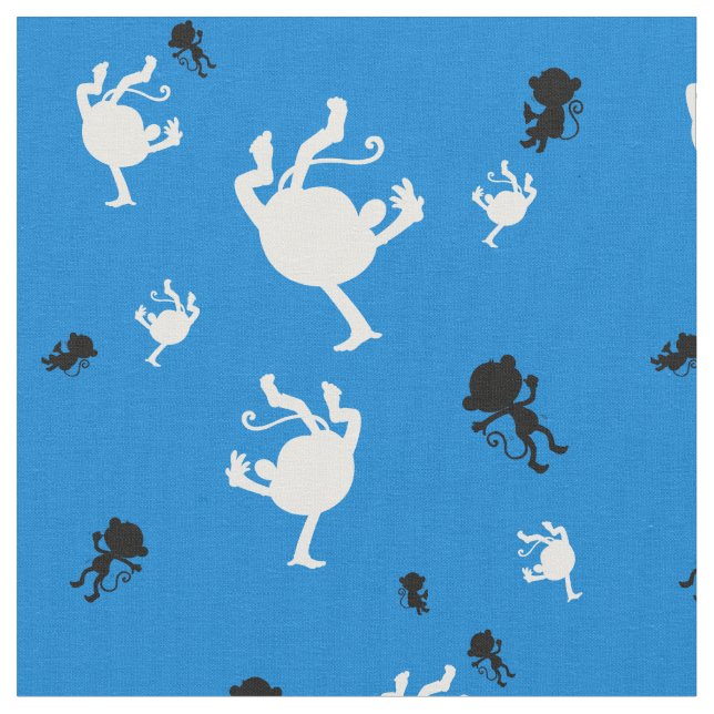 Funny Monkey Mönster Fabric - Playful Jungle-Theme Tyg (Närbild)
