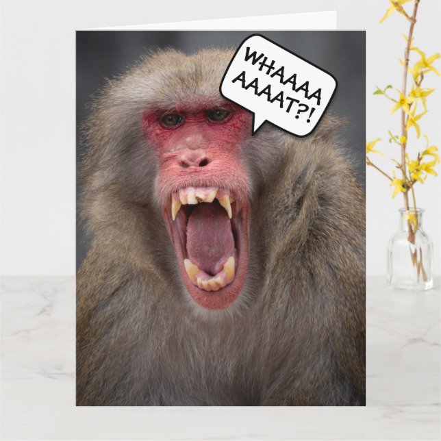 FUNNY MONKEY ÖVER BACKE BIRTHDAY GREETING CARD KORT (Gul blomma)