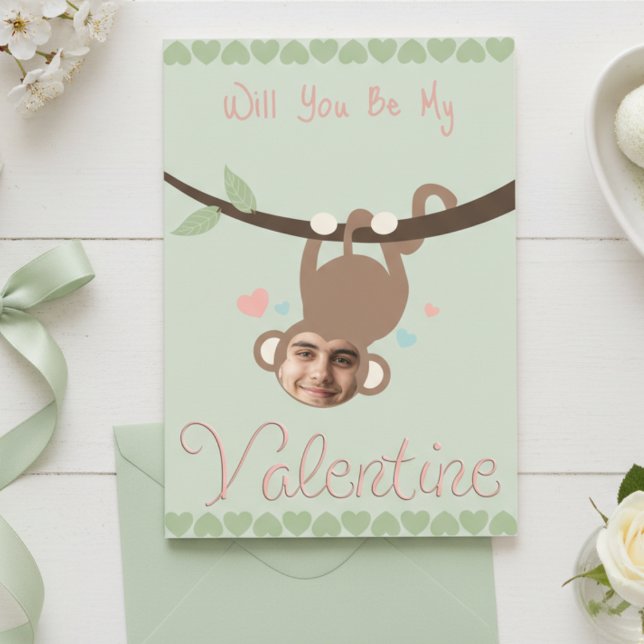 Funny Monkey Photo Valentine Card  Helgkort (Funny and cute. Deliver your message in a fun way with your photo and your own words.)