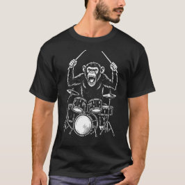 funny monkey plays drums t shirt