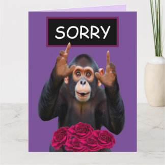 Funny Monkey & Roses Apology Card Kort