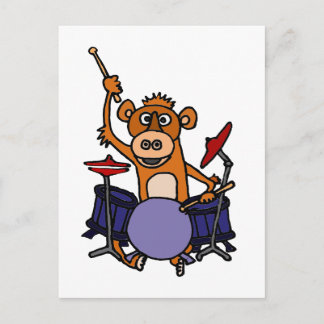 Funny Monkey Spelar Drums Vykort
