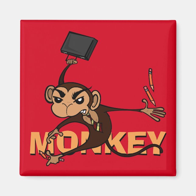 FUNNY MONKEY SQUARE MAGNET (Framsidan)