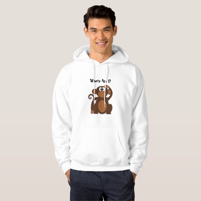 Funny Monkey-Tecknad Hoodie (Hel framsida)