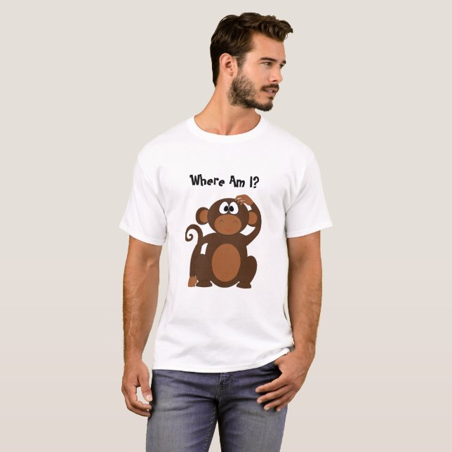 Funny Monkey-Tecknad T Shirt (Hel framsida)