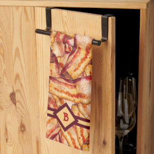 Funny Monogram Bacon Gag Gift Kökshandduk