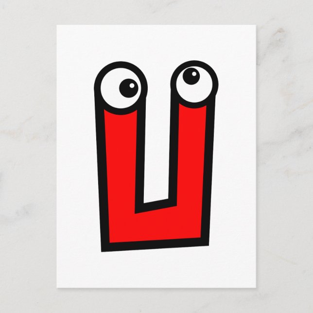 Funny Monogram Brev U Vykort (Framsida)