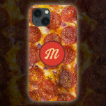 Funny Monogrammed Pepperoni Pizza Mönster Gag Gift<br><div class="desc">Ett utsökt pepperonpizzafoto är den här designens stjärna. Det här var en riktig pizza jag tillverkat, fotograferat och sen åt. För att göra det ännu mer personlig finns det ett enda inledande monogram i en röd cirkel, som är tänkt att se ut som ett pepperoni! Se till att redigera monogrammet!...</div>