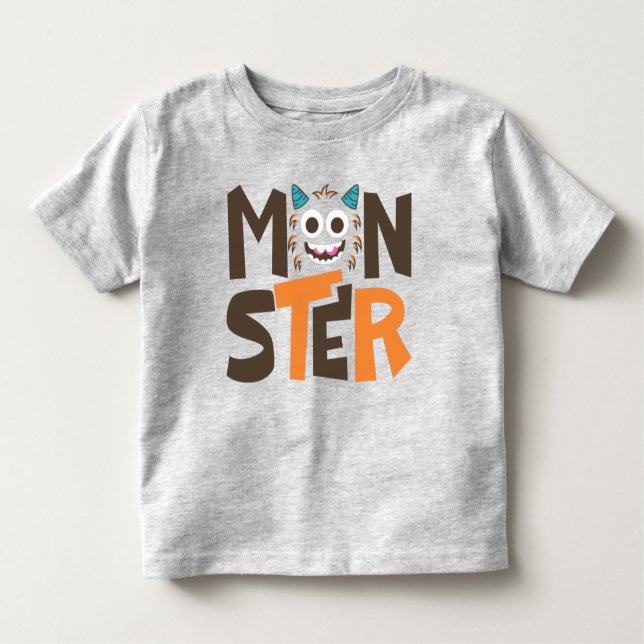 Funny Monster Ansikte Typography Tee (Framsida)