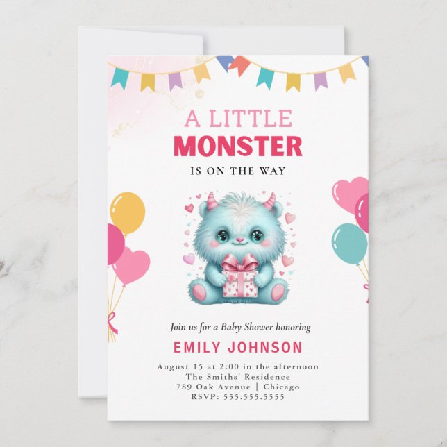 Funny Monster Baby Shower Inbjudningar (Framsida)