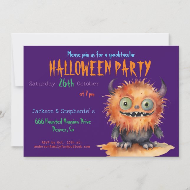 Funny Monster Bash Halloween fest Inbjudningar (Framsida)