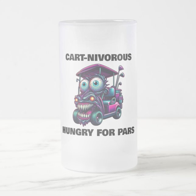 Funny Monster Golf Cart Gift Sportfantasts Frostat Ölglas (Center)