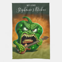 Funny Monster Grönt Bell Pepper Rocker Guitar