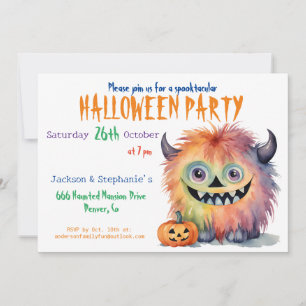 Funny Monster Halloween fest Inbjudningar
