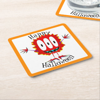Funny, Monster, Halloween Underlägg Papper Kvadrat