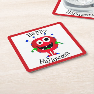 Funny, Monster, Halloween Underlägg Papper Kvadrat