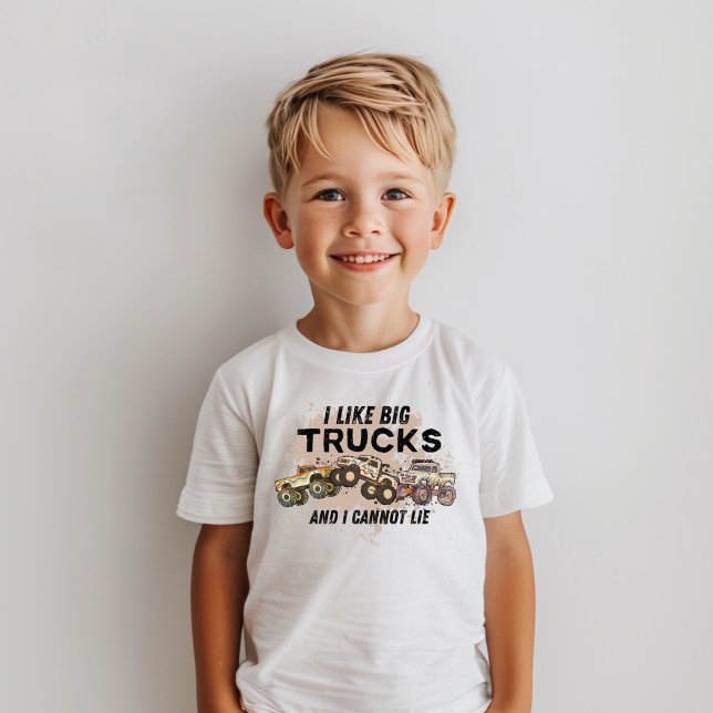 Funny Monster Lastbil Boys Modern Typografi T Shirt (Skapare uppladdad)