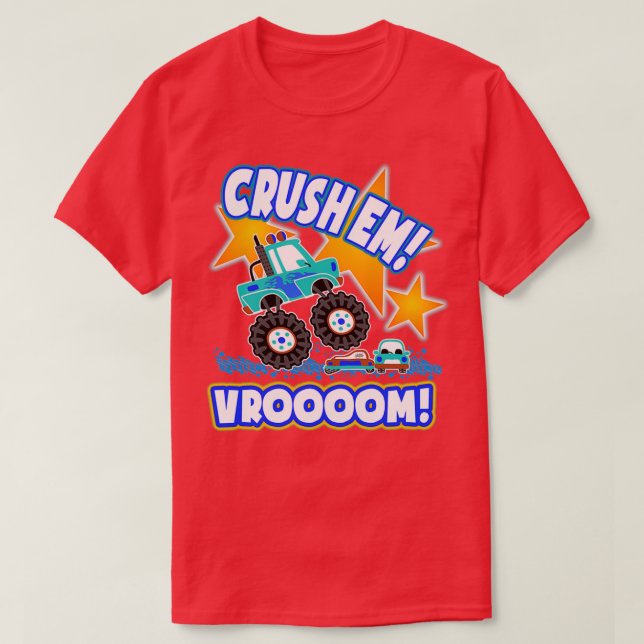 Funny Monster Lastbil Kids Gift Crush Em Vrooom 2 T Shirt (Design framsida)