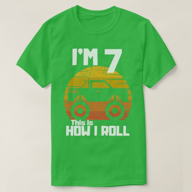 Funny Monster Lastbilar 7:e Födelsedagsfest Gift S T Shirt (Design framsida)