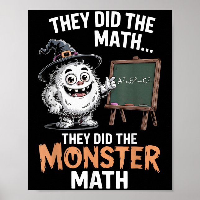 Funny Monster Math Teacher Halloween Yeti Costume  Poster (Framsidan)