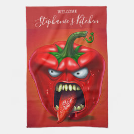 Funny Monster Red Bell Pepper Rocker Kökshandduk
