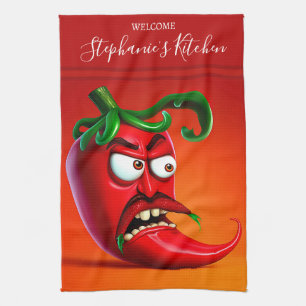 Funny Monster Red Hett Chili Pepper Kökshandduk
