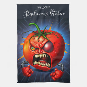 Funny Monster Red Tomato Boxer Kökshandduk