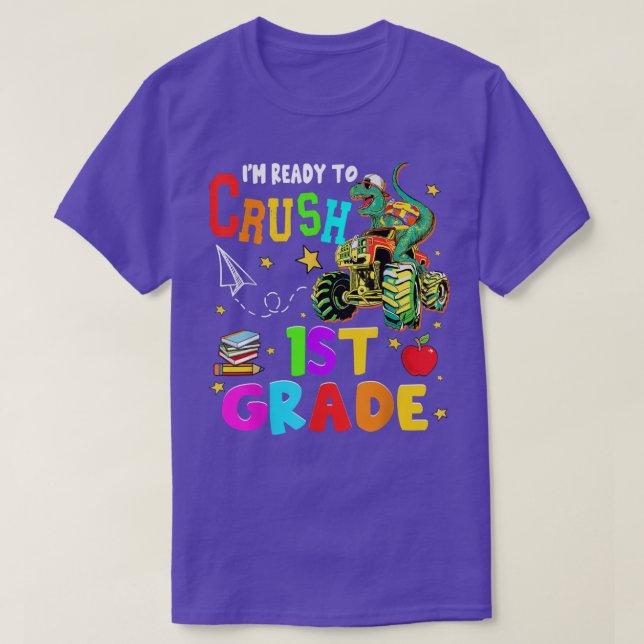 Funny Monster Truck and Dinosaur Ready To Crush 1s T Shirt (Design framsida)