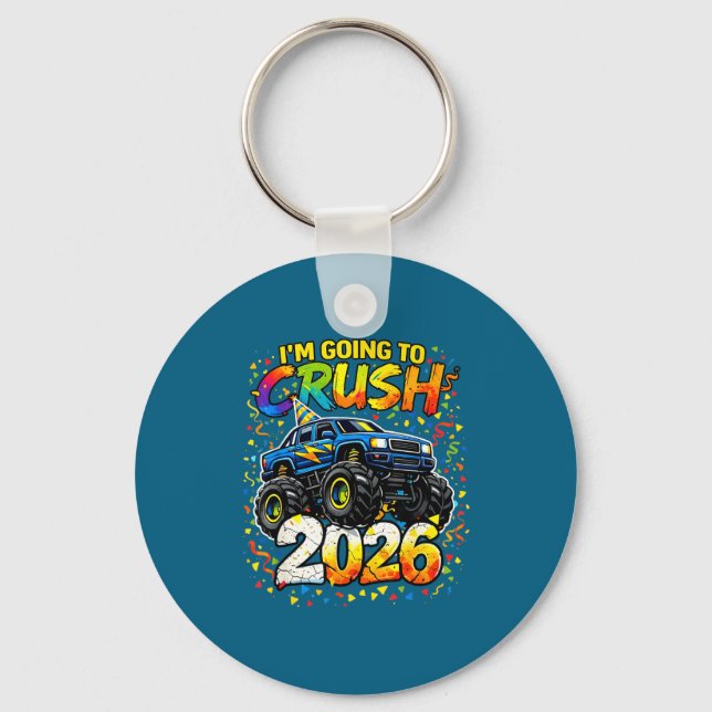Funny Monster Truck New Years Kids Crush 2026 Part Nyckelring (Framsida)