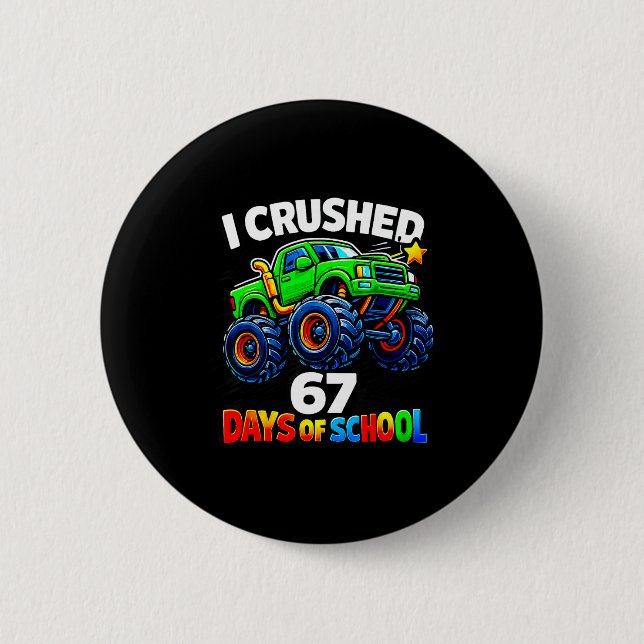 Funny Monster Truck Six Seven Meme Boys Kids Schoo Knapp (Framsida)