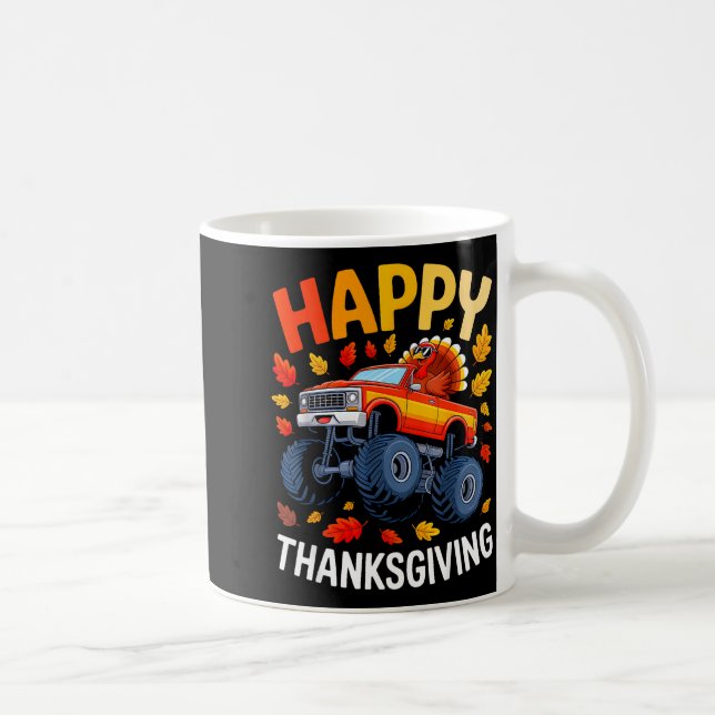 Funny Monster Truck Turkey Happy Thanksgiving For  Kaffemugg (Höger)