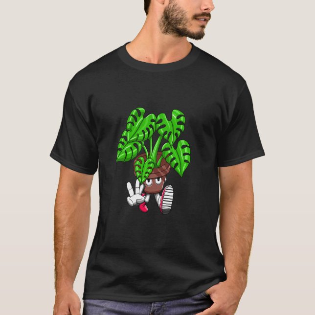 Funny Monstera Plant Cartoon T Shirt (Framsida)
