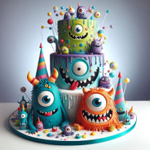 FUNNY MONSTERS DECORATED BARNS FÖDELSEDAG CAKE