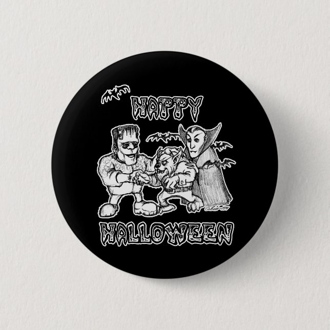 Funny Monsters - Happy halloween Knapp (Framsida)