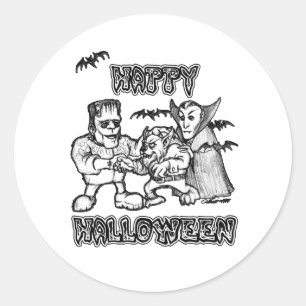Funny Monsters - Happy halloween Sticker Runt Klistermärke