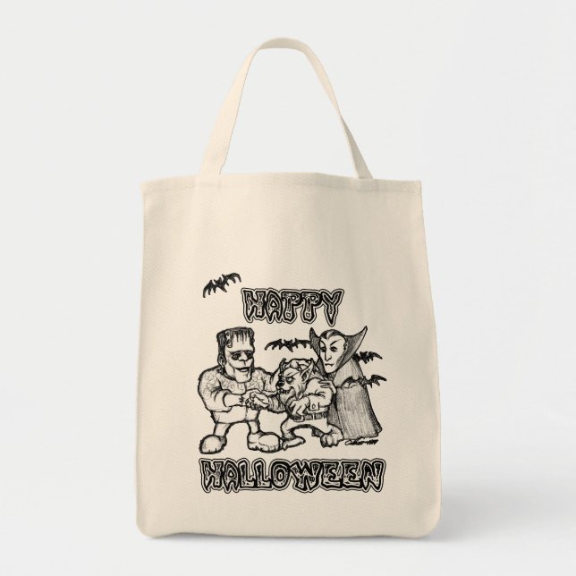 Funny Monsters - Happy halloween Tygkasse (Framsidan)